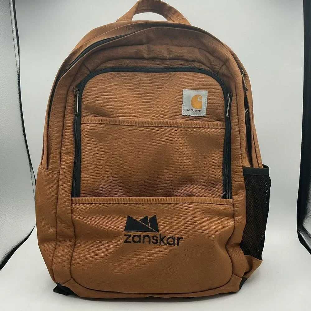 Carhartt Brown Canvas Laptop Backpack Zanskar Embroidered Work School Bag